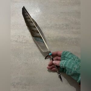 Handmade "FALCON WING" TURQUOISE Porcupine Feather Quill Ink Dip Pen calligraphy